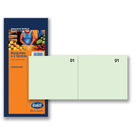 BL SCONTRINI NUM 1-100 2 SEZ VERDE 5,8X13