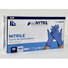 GUANTI IN NITRILE SENZA POLVERE TG M BLU CONF.100PZ