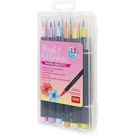 SET 12 PENNARELLI BRUSH MARKERS COLORI PASTEL LEGAMI