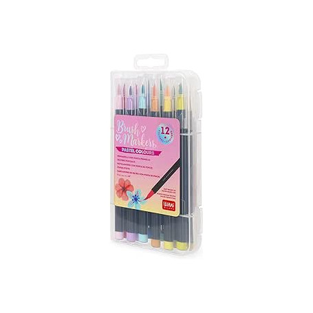 SET 12 PENNARELLI BRUSH MARKERS COLORI PASTEL LEGAMI