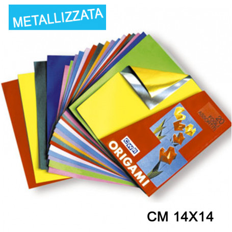 CARTA ORIGAMI METAL - CONF. 24 FOGLI CM. 14X14 - COL. ASS.