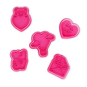 SET 5 FORMINE PER BISCOTTI CON TIMBRO COKIE TIME LOVE