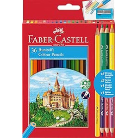 PASTELLI ESAGONALI CONF.36PZ+4 BICOLOR +TEMPERINO FABER-CASTELL