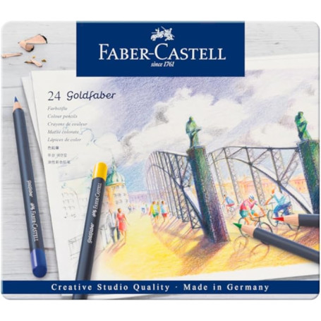 MATITE COLORATE GOLDFABER CONF.24PZ MINA 3.3MM IN LATTA FABER-CASTELL