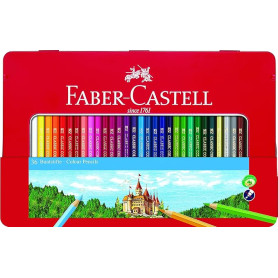 MATITE COLORATE ESAGONALE CONF.48PZ + ACCESSORI IN LATTA FABER-CASTELL