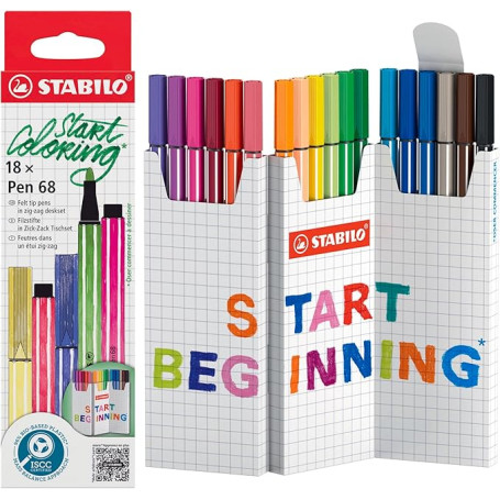 PENNA STABILO PEN 68 CONF.18PZ ZIG-ZAG DESKSET