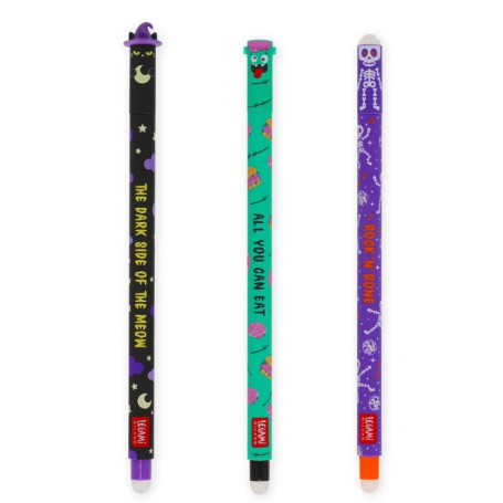 3 PENNE GEL CANCELLABILI THE BOO CREW ZOOMBIE+SKELETON+KITTY WITCH