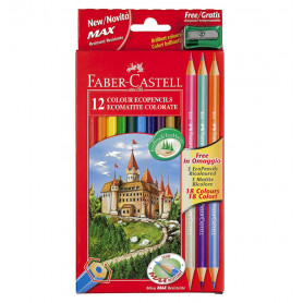 PASTELLI FABER-CASTELL 12PZ + 3 MATITE B ICOLORE OMAGGIO