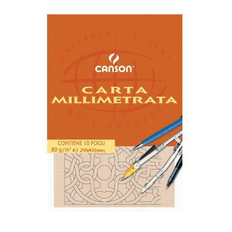 BLOCCO CARTA MILLIMETRATA A3 10FG. 80GR. 