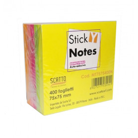 STICK NOTES FLUO 75X75 400FG.SCATTO 