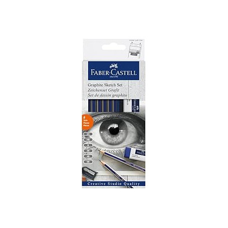 SET MATITE DI GRAFITE GOLDFABER CONF.8PZ + ACCESSORI FABER-CASTELL