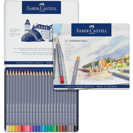 MATITE COLORATE ACQUERELLABILI CONF.24PZ MINA 3.3MM IN LATTA FABER-CASTELL