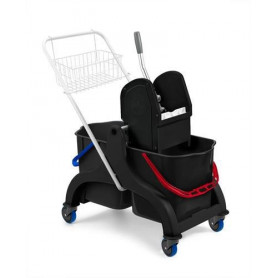 CARRELLO SERVIZI MOD. SHADOW 50LT NERO CON CESTINO PORTADETERSIVO