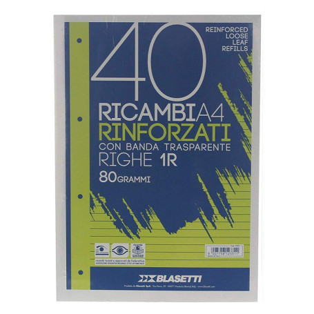 RICAMBI RINFORZATI A4 BIANCHI 1RIGO GR.80 FG.40